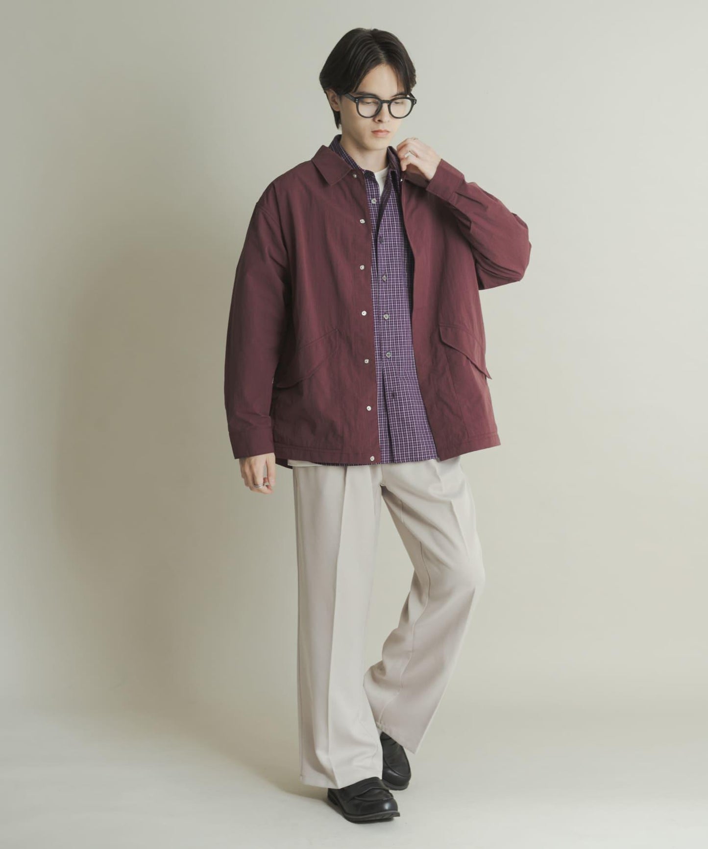 羊毛感雙褶寬腿褲