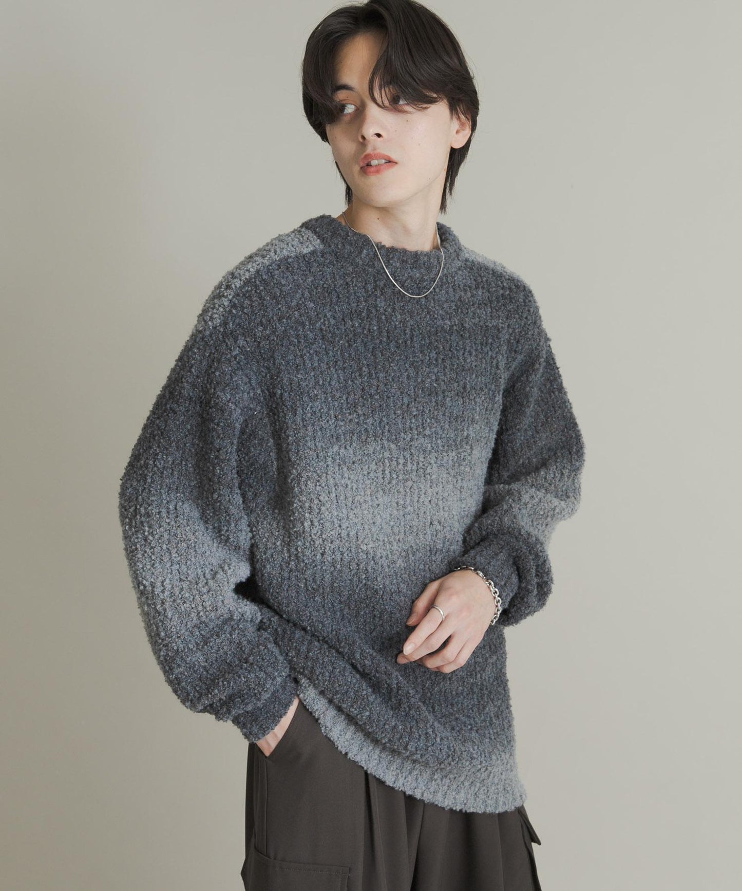 漸變色圈圈紗針織衫