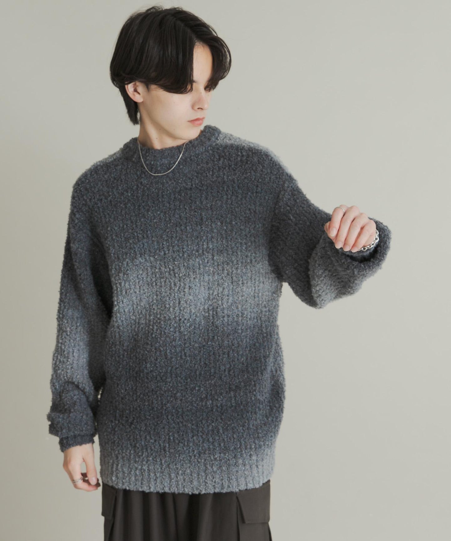 漸變色圈圈紗針織衫