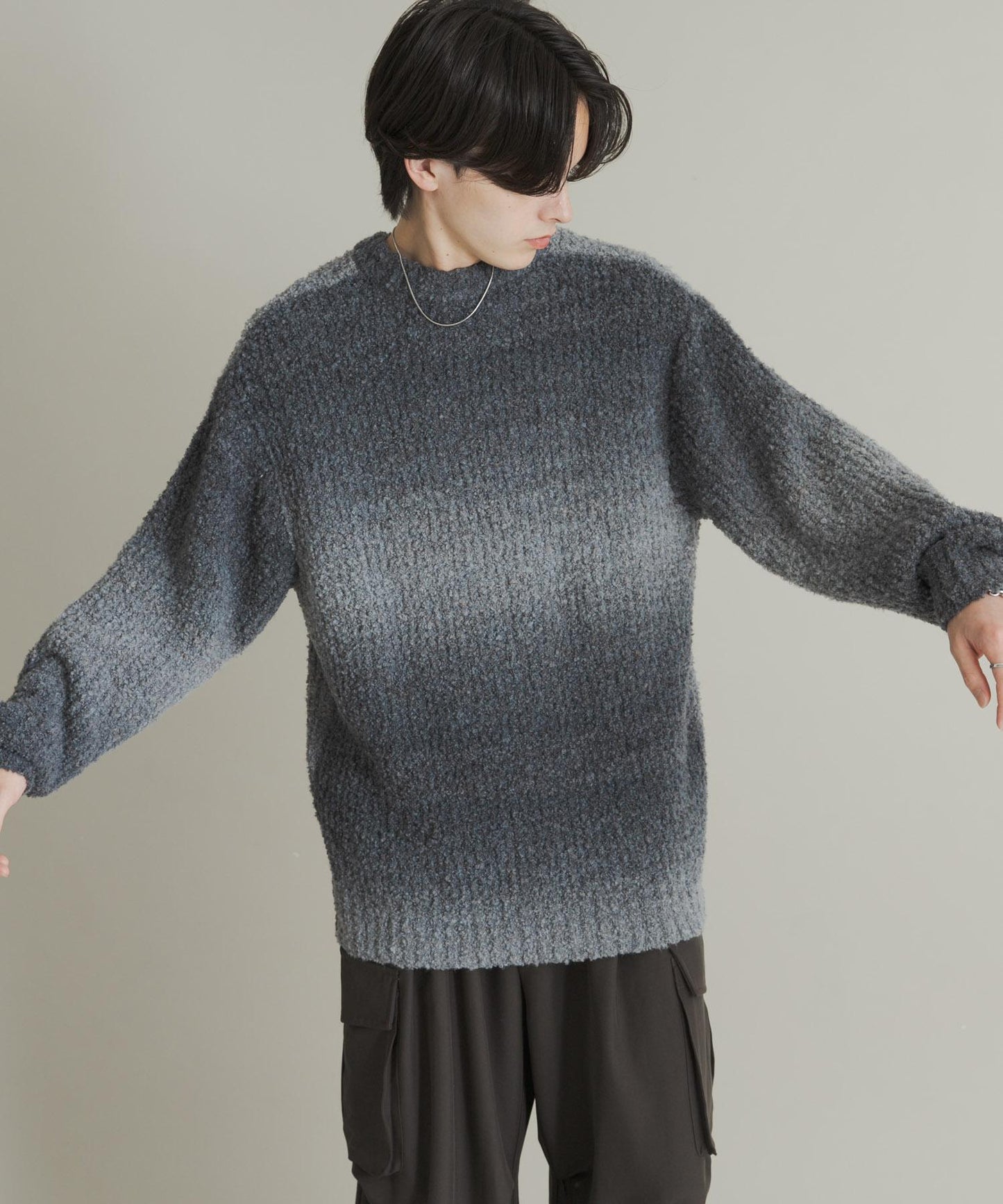 漸變色圈圈紗針織衫