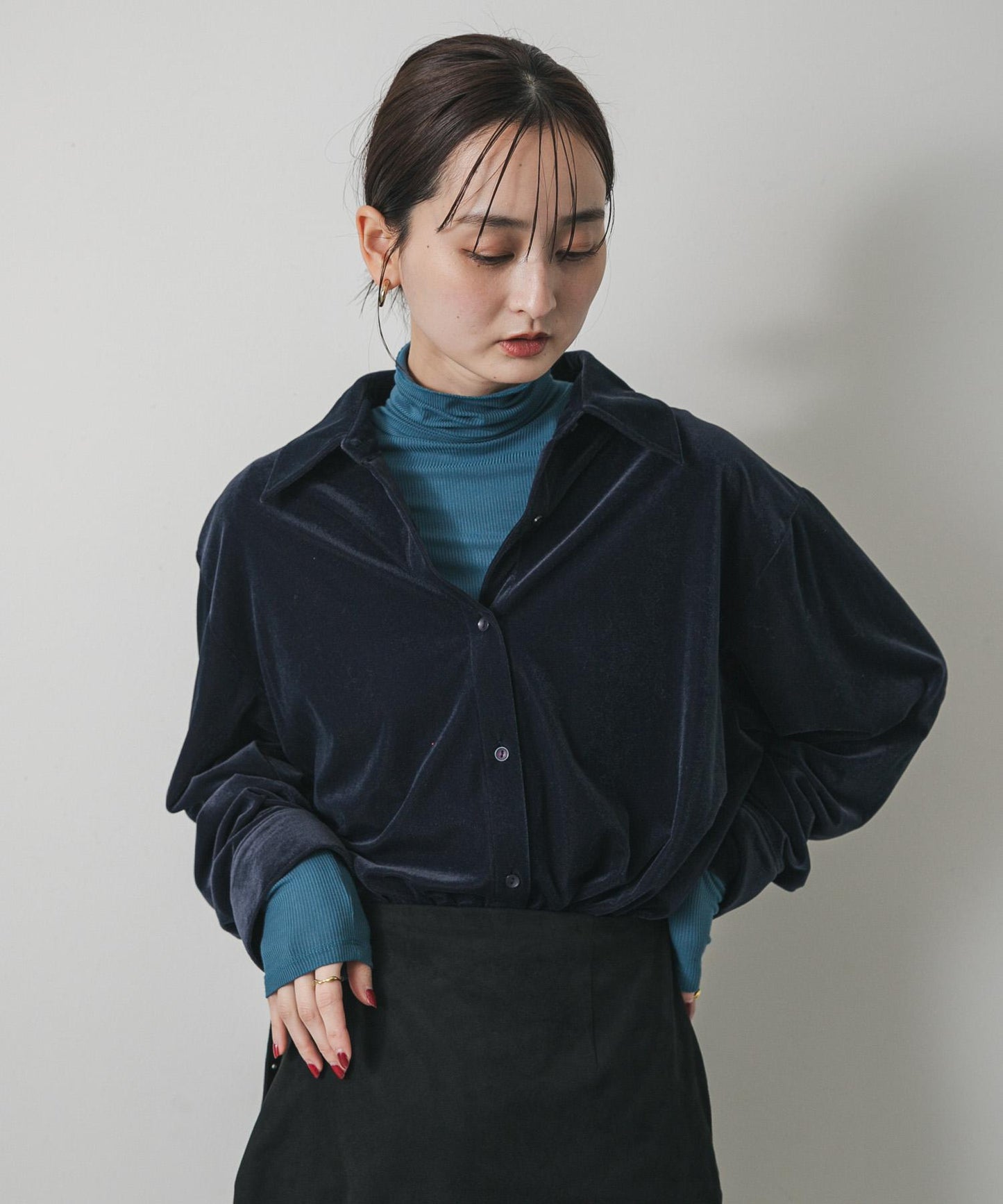 防起球荷葉邊高領上衣