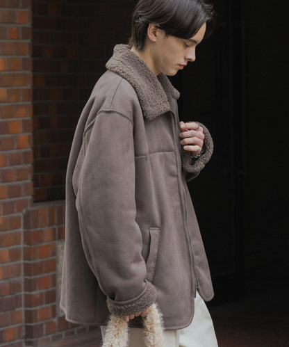 拼色仿羊羔絨飛行夾克