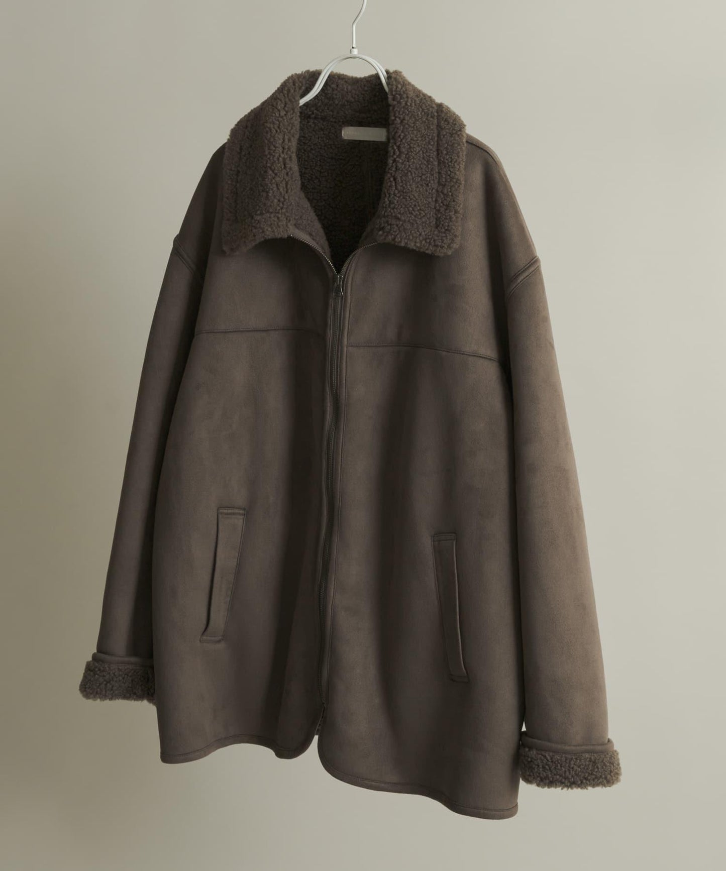 拼色仿羊羔絨飛行夾克