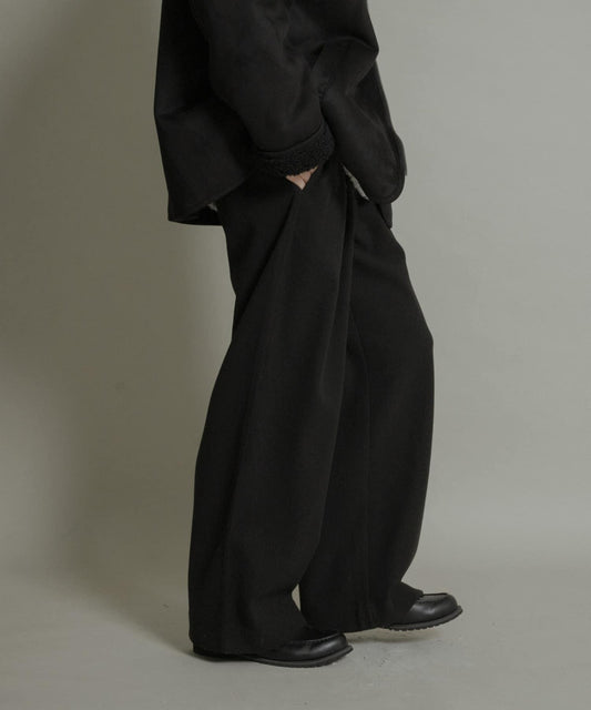 針織呢料褶皺寬腿褲