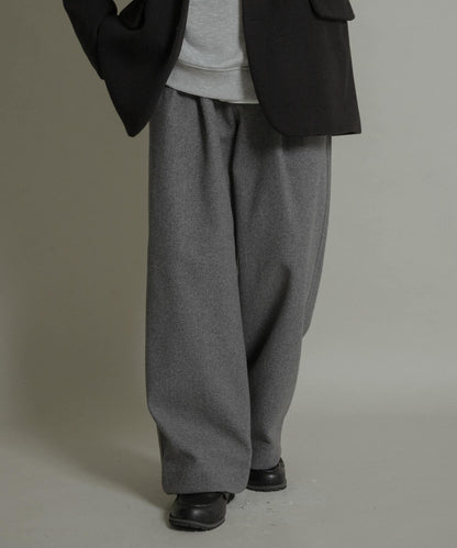 針織呢料褶皺寬腿褲