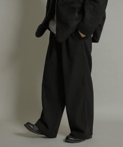 針織呢料褶皺寬腿褲