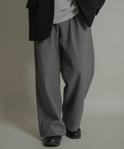 針織呢料褶皺寬腿褲