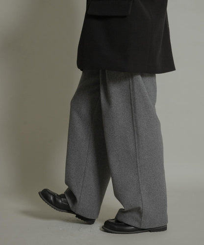 針織呢料褶皺寬腿褲