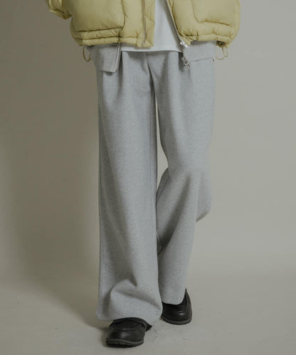 針織呢料褶皺寬腿褲