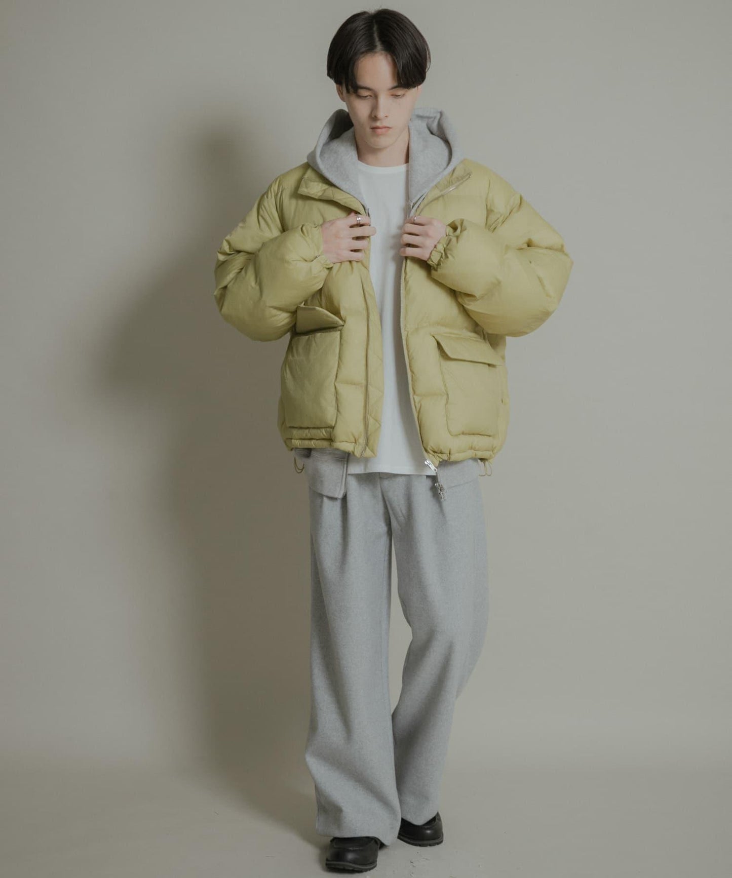 針織呢料褶皺寬腿褲