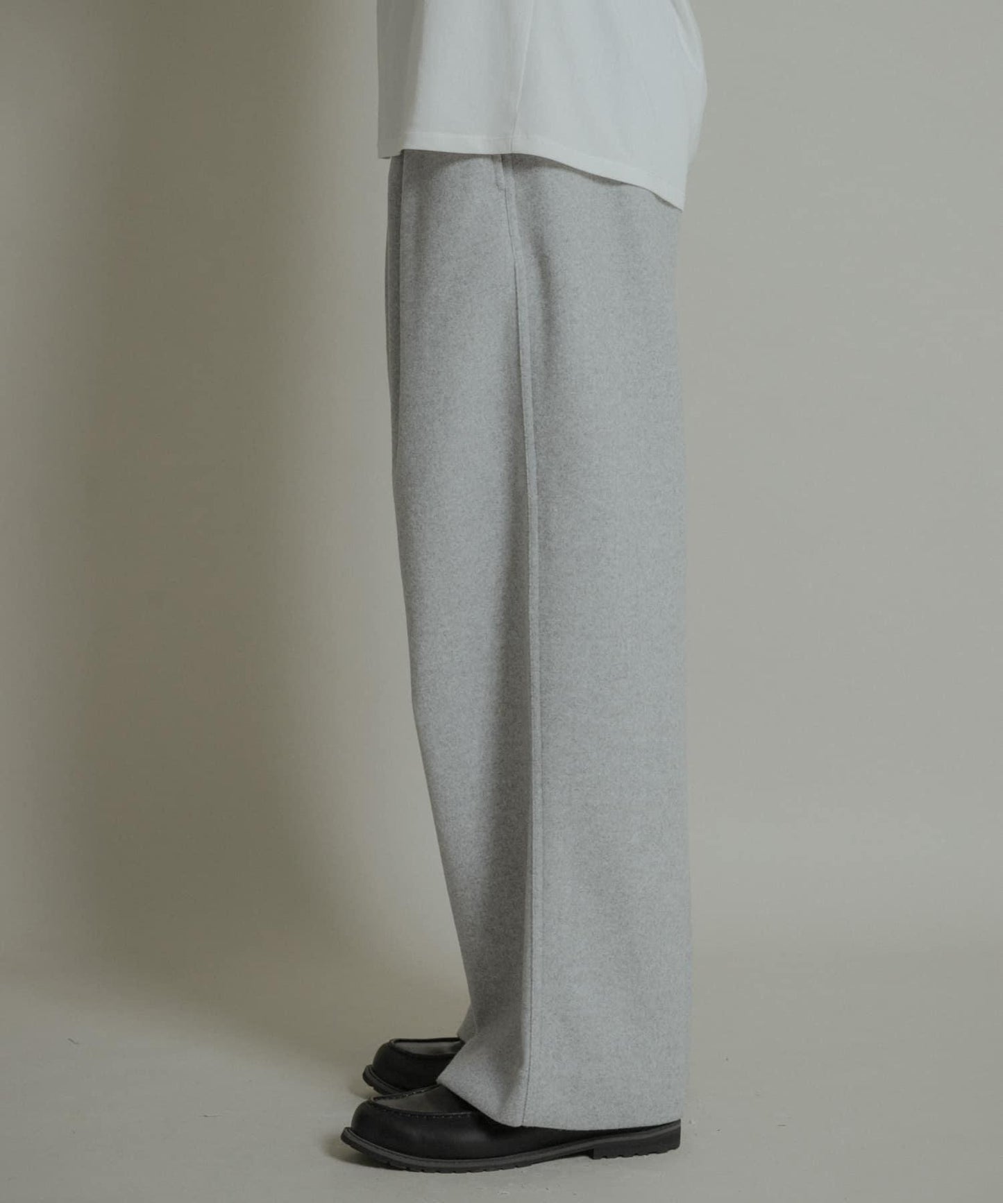 針織呢料褶皺寬腿褲