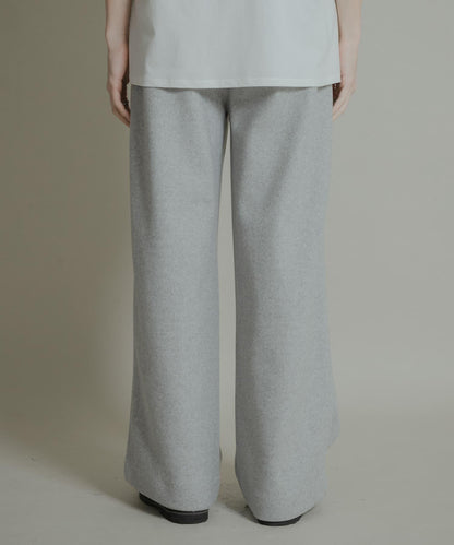 針織呢料褶皺寬腿褲