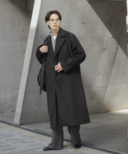 羊毛混紡弧形口袋直筒褲