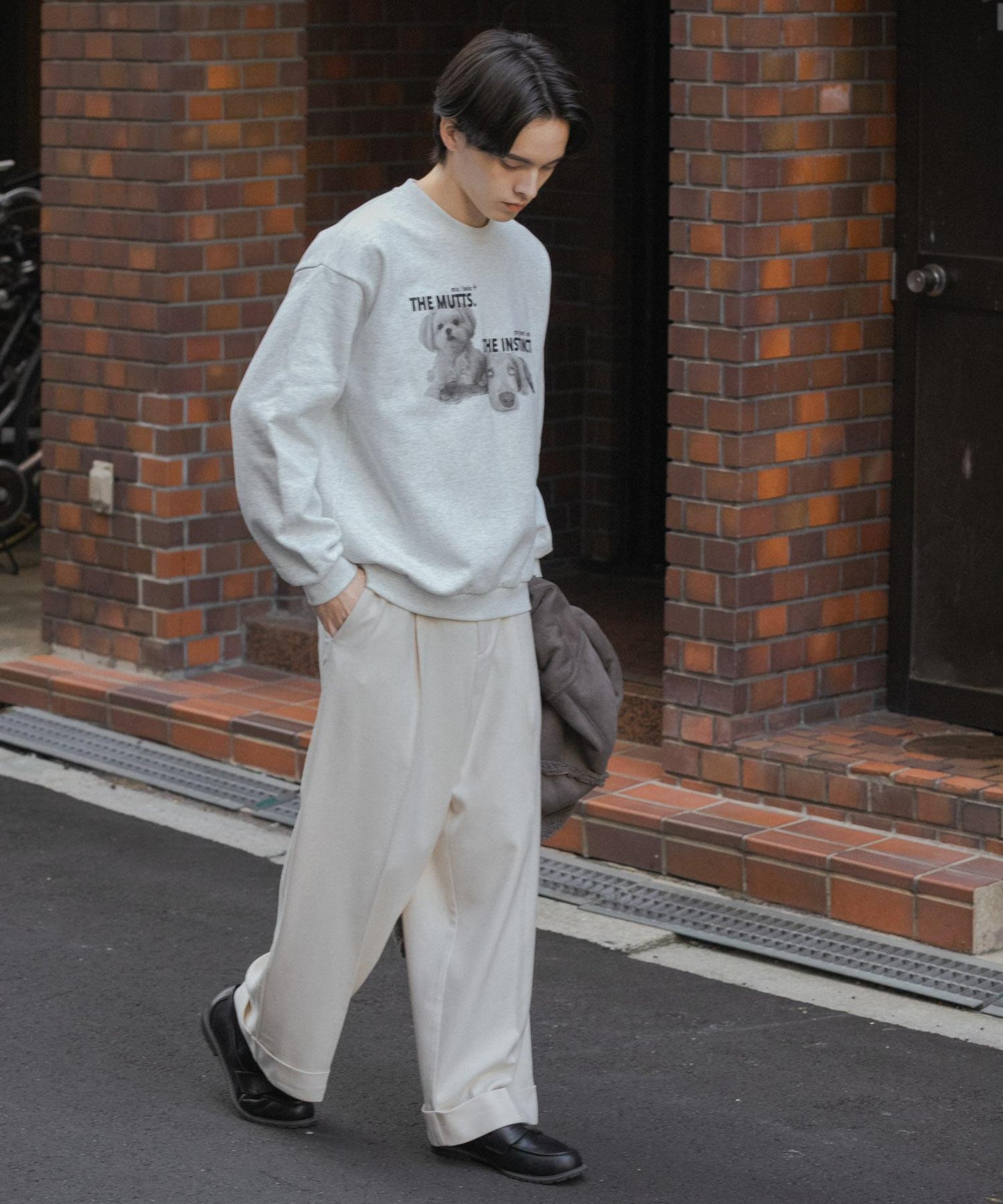 狗狗圖案圓領衛衣