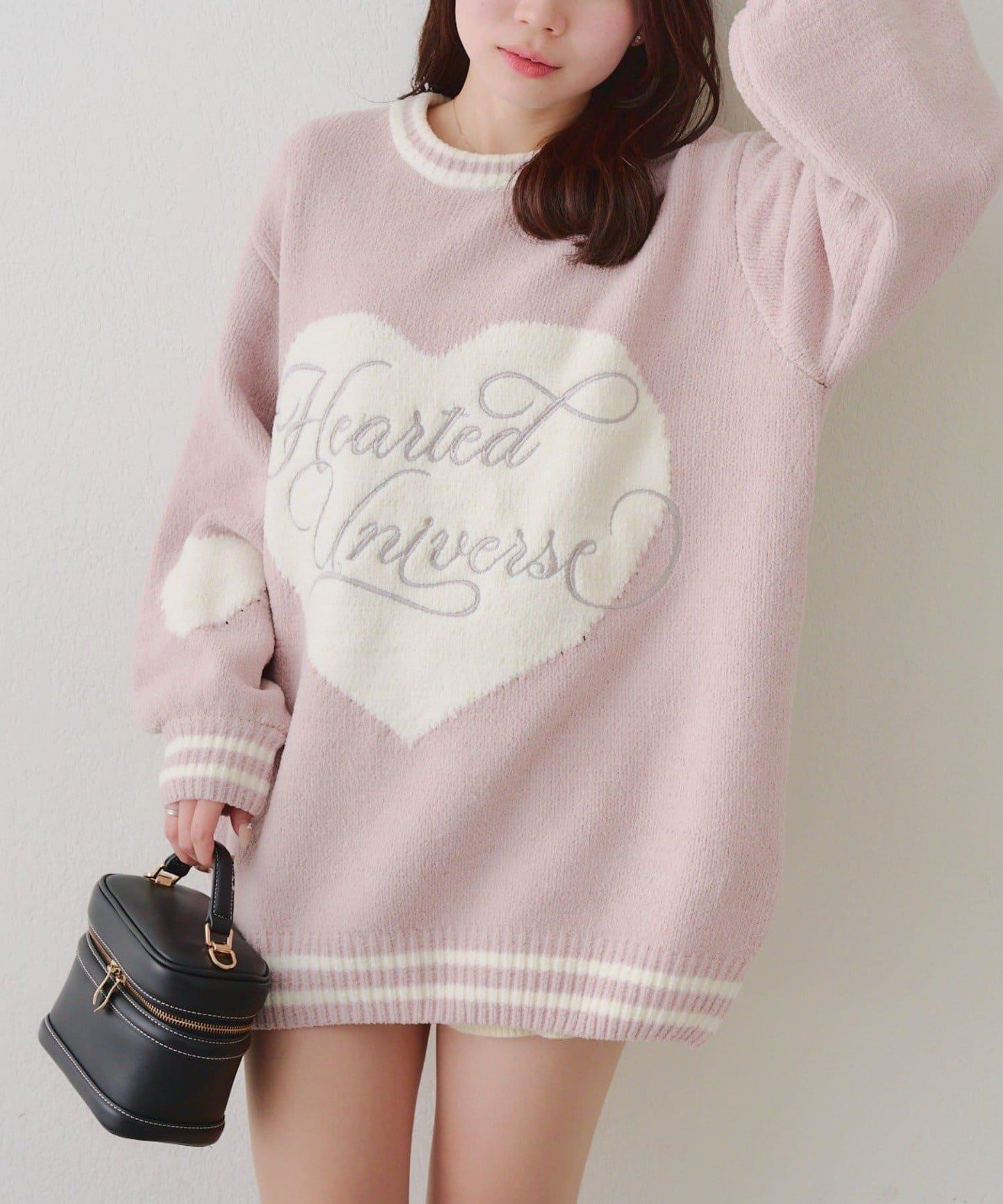 【HolidayCollection】毛絨愛心寬鬆針織衫