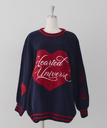 【HolidayCollection】毛絨愛心寬鬆針織衫