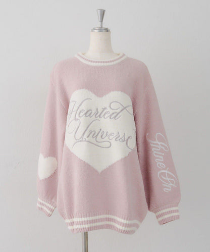 【HolidayCollection】毛絨愛心寬鬆針織衫