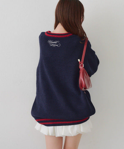 【HolidayCollection】毛絨愛心寬鬆針織衫