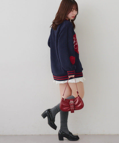 【HolidayCollection】毛絨愛心寬鬆針織衫