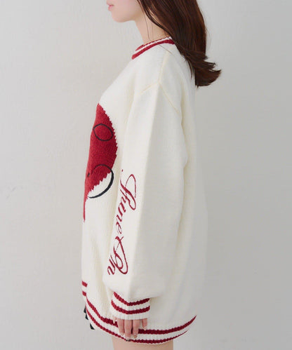 【HolidayCollection】毛絨愛心寬鬆針織衫