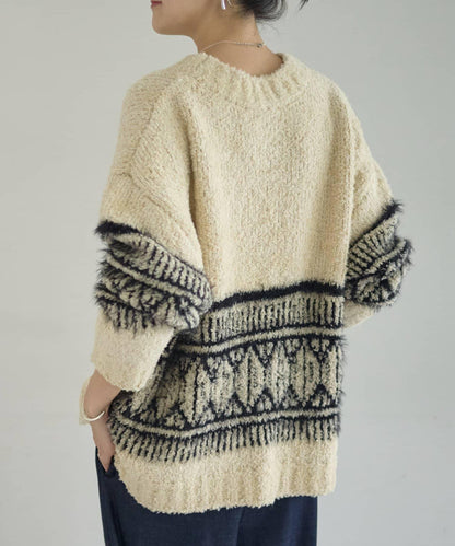 大格子費爾島花紋套頭衫