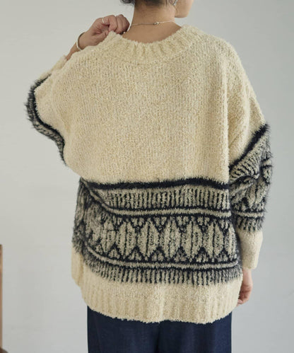 大格子費爾島花紋套頭衫