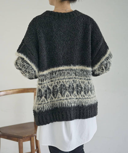 大格子費爾島花紋套頭衫