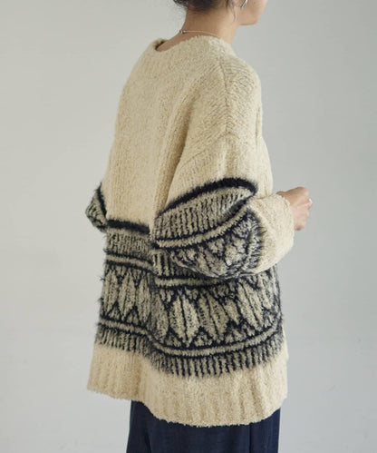 大格子費爾島花紋套頭衫