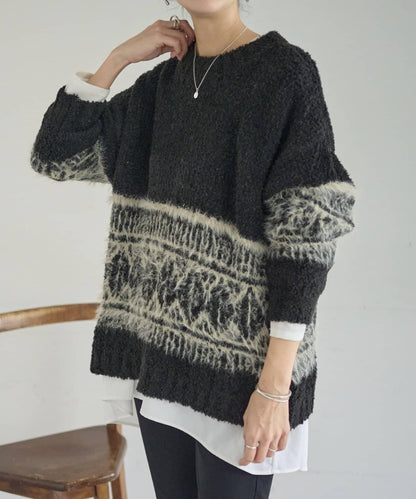 大格子費爾島花紋套頭衫