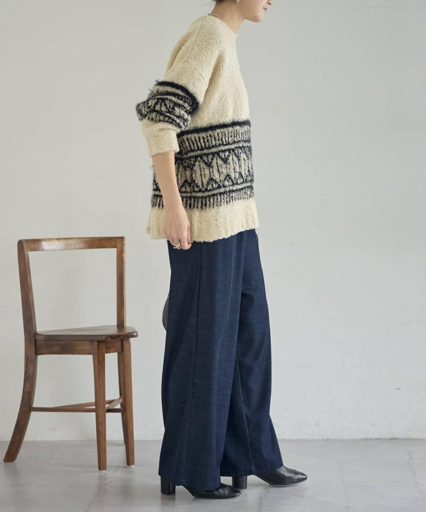 大格子費爾島花紋套頭衫