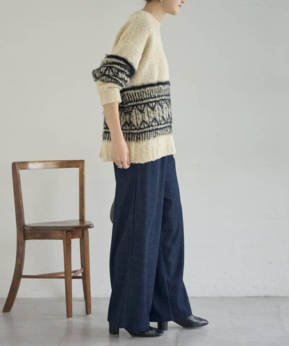 大格子費爾島花紋套頭衫