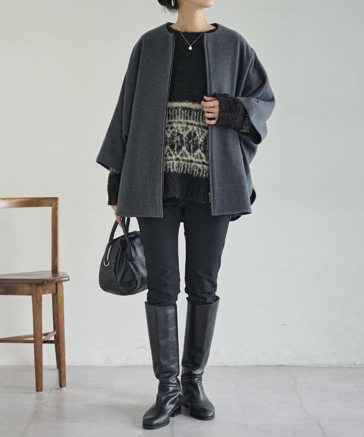 大格子費爾島花紋套頭衫