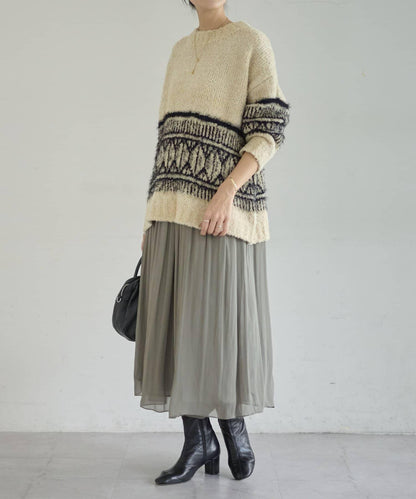 大格子費爾島花紋套頭衫