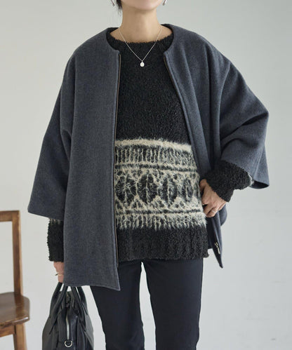 大格子費爾島花紋套頭衫