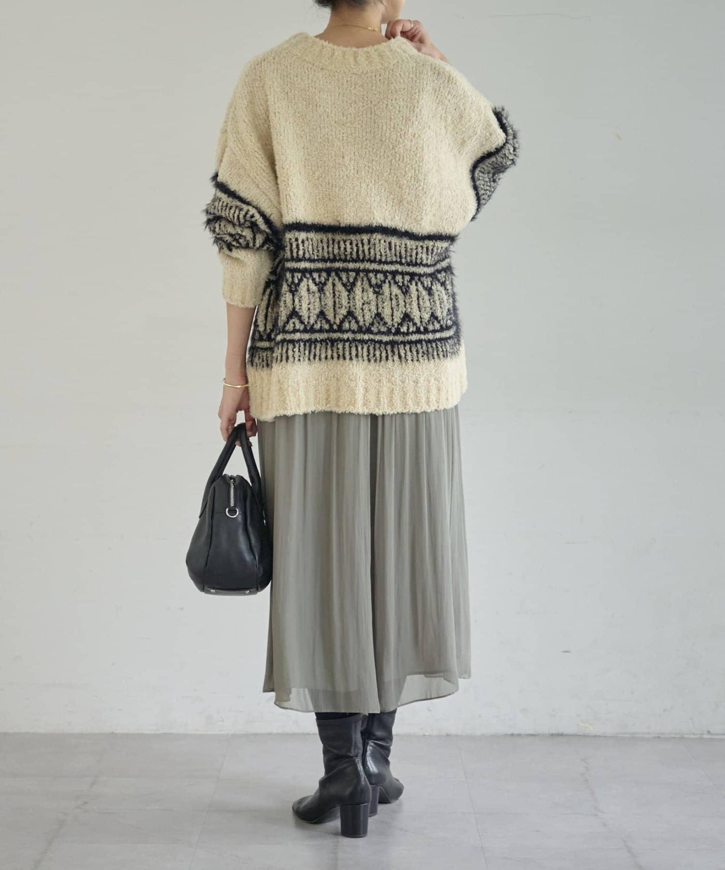 大格子費爾島花紋套頭衫