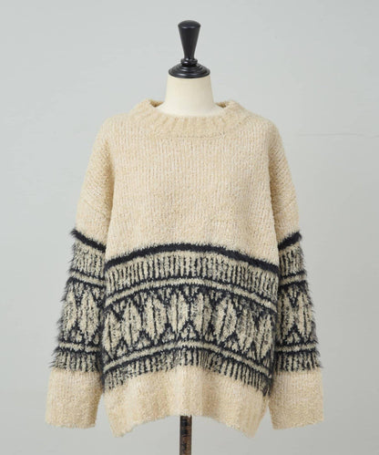 大格子費爾島花紋套頭衫