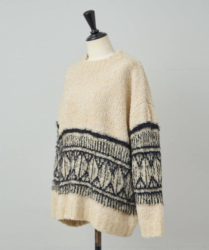 大格子費爾島花紋套頭衫