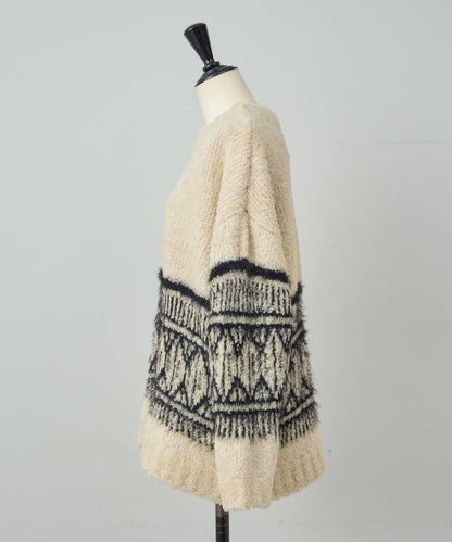 大格子費爾島花紋套頭衫