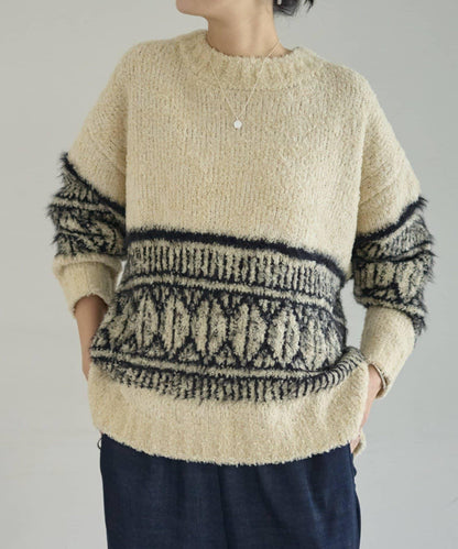 大格子費爾島花紋套頭衫