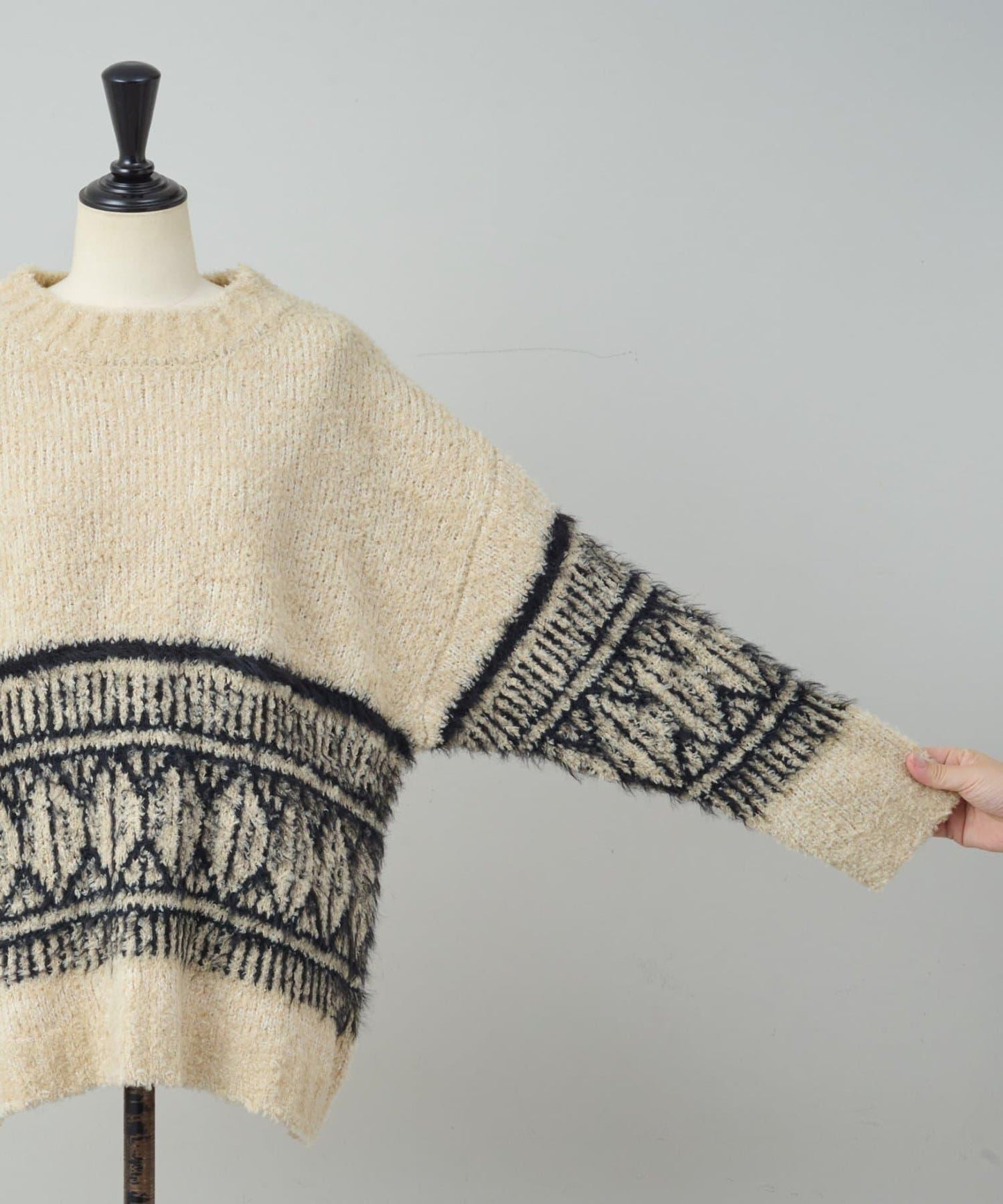 大格子費爾島花紋套頭衫