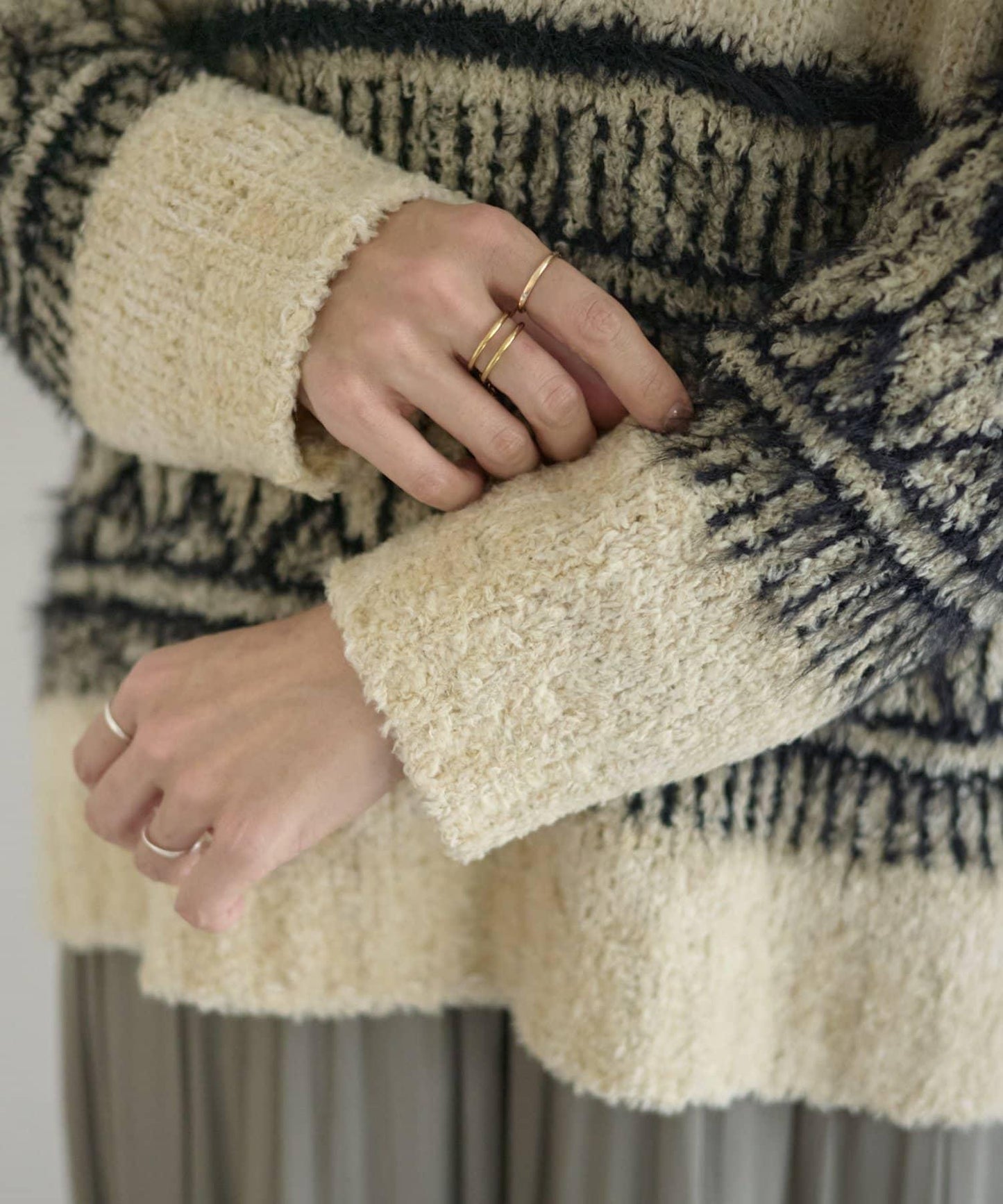 大格子費爾島花紋套頭衫