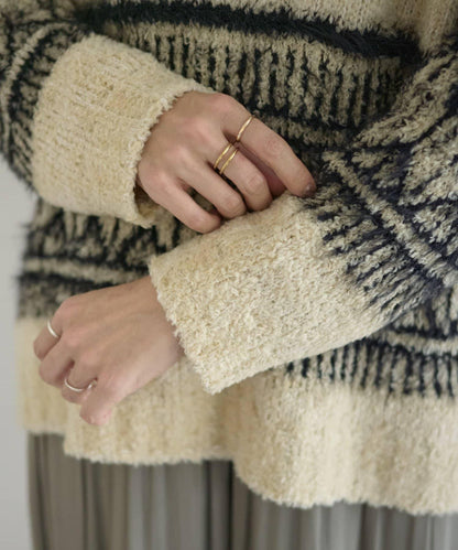 大格子費爾島花紋套頭衫