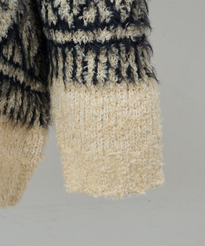 大格子費爾島花紋套頭衫