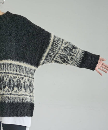 大格子費爾島花紋套頭衫