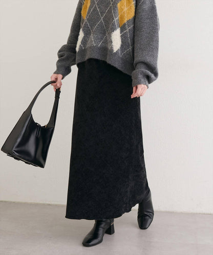 斜裁漸變天鵝絨半身裙