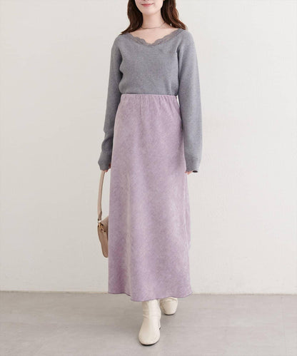 斜裁漸變天鵝絨半身裙