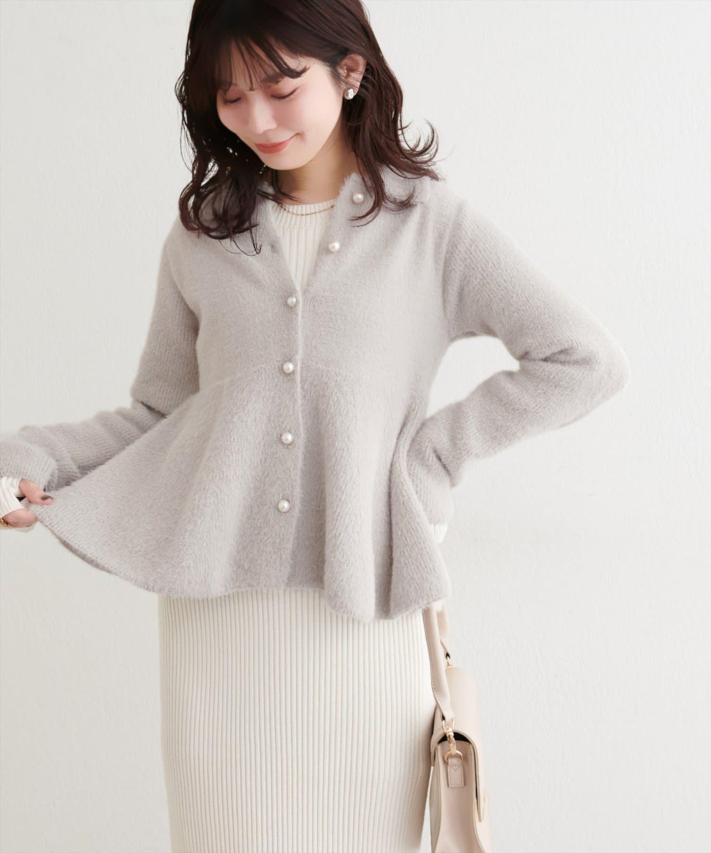 羽毛裝飾荷葉邊針織開衫