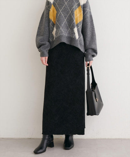 斜裁漸變天鵝絨半身裙