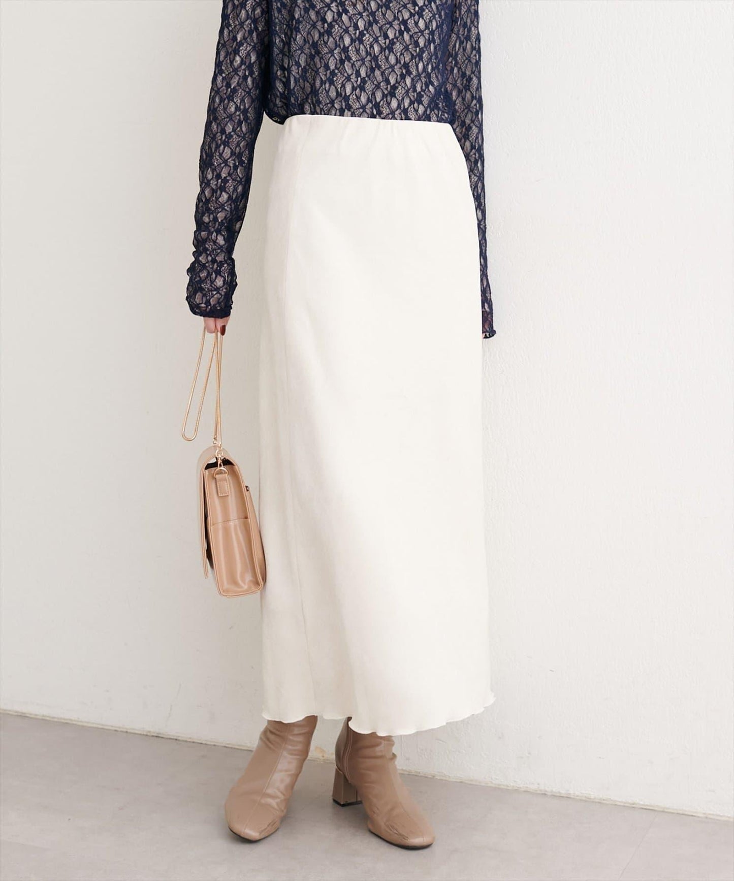 斜裁漸變天鵝絨半身裙