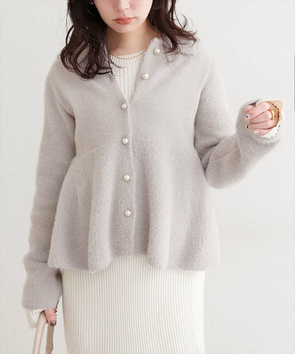 羽毛裝飾荷葉邊針織開衫